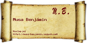 Musa Benjámin névjegykártya